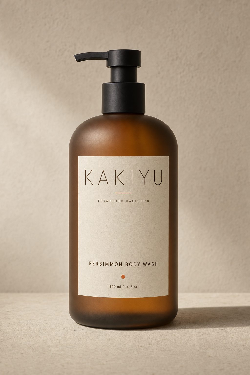 Kakiyu Persimmon Body Wash, frosted amber glass bottle, 300 ml