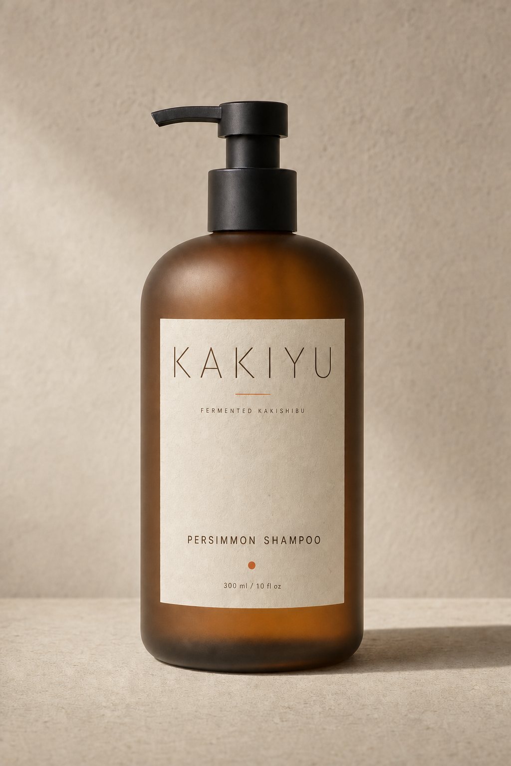 Kakiyu Persimmon Shampoo, frosted amber glass bottle, 300 ml