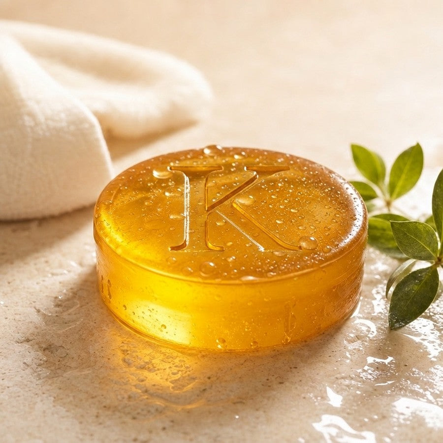 Kakiyu amber soap bar, fresh from the shower
